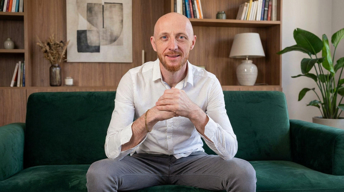 Milton Fredrich, terapeuta do Centro Holístico Viver + Leve, em ambiente acolhedor